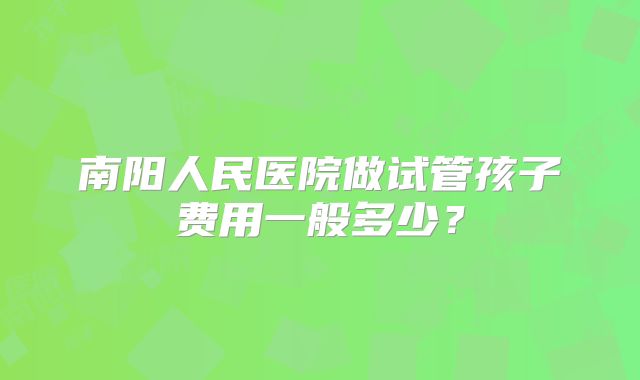 南阳人民医院做试管孩子费用一般多少？
