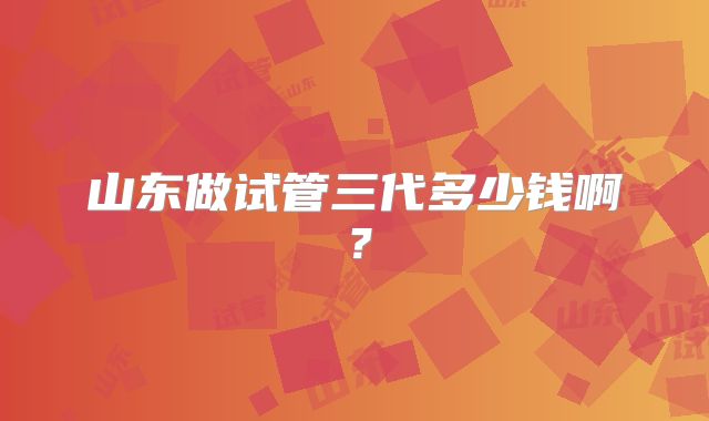 山东做试管三代多少钱啊？