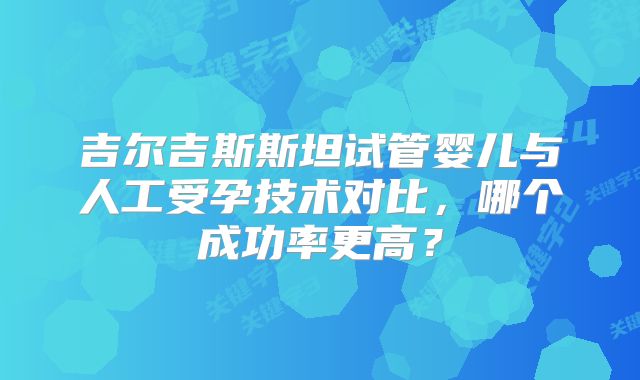 吉尔吉斯斯坦试管婴儿与人工受孕技术对比，哪个成功率更高？