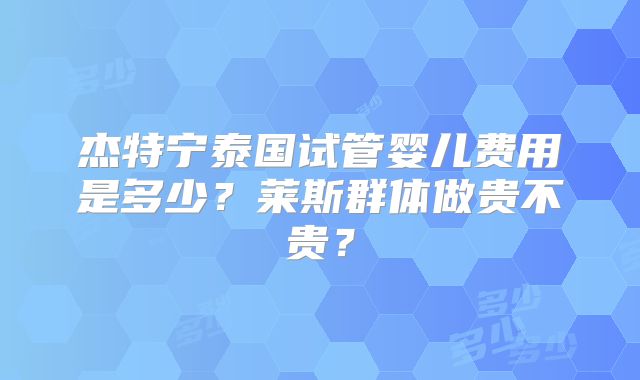 杰特宁泰国试管婴儿费用是多少？莱斯群体做贵不贵？