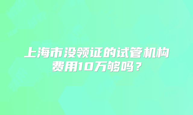 上海市没领证的试管机构费用10万够吗？
