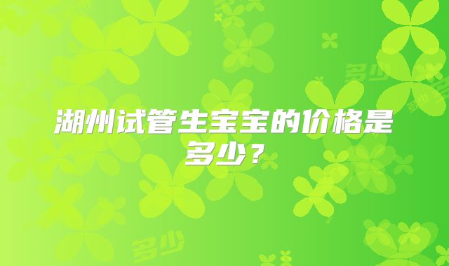 湖州试管生宝宝的价格是多少？
