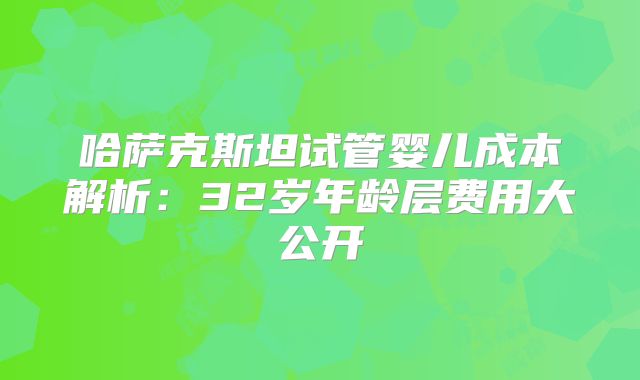 哈萨克斯坦试管婴儿成本解析：32岁年龄层费用大公开