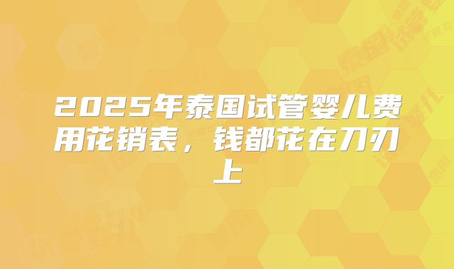 2025年泰国试管婴儿费用花销表,钱都花在刀刃上