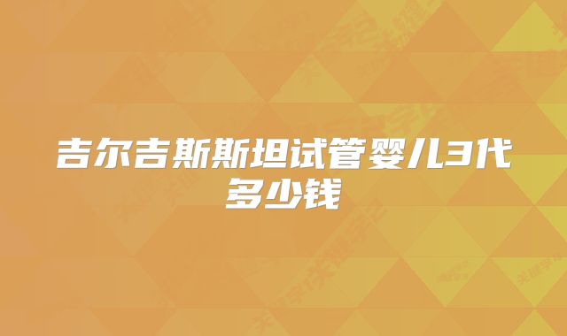 吉尔吉斯斯坦试管婴儿3代多少钱