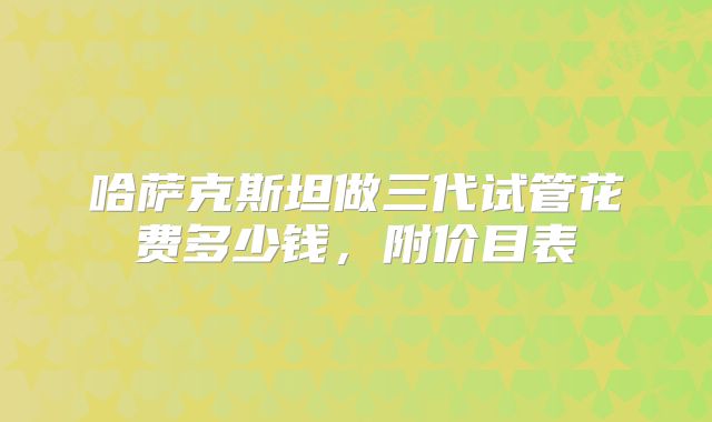 哈萨克斯坦做三代试管花费多少钱,附价目表