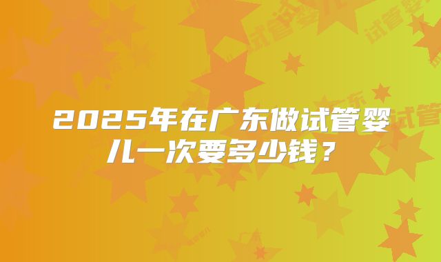 2025年在广东做试管婴儿一次要多少钱？