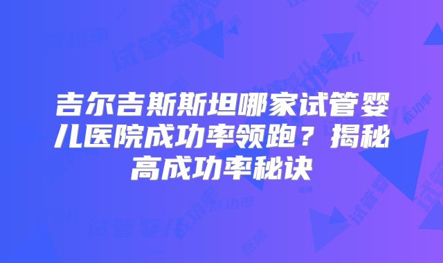 吉尔吉斯斯坦哪家试管婴儿医院成功率领跑？揭秘高成功率秘诀