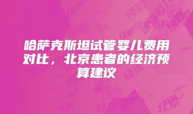 哈萨克斯坦试管婴儿费用对比，北京患者的经济预算建议