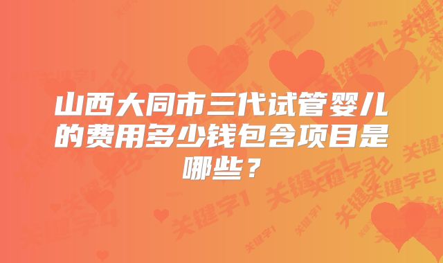 山西大同市三代试管婴儿的费用多少钱包含项目是哪些？