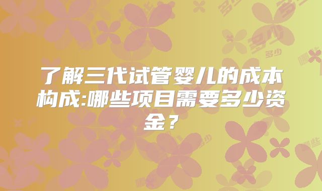 了解三代试管婴儿的成本构成:哪些项目需要多少资金？