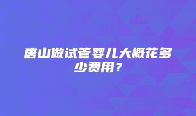 唐山做试管婴儿大概花多少费用？