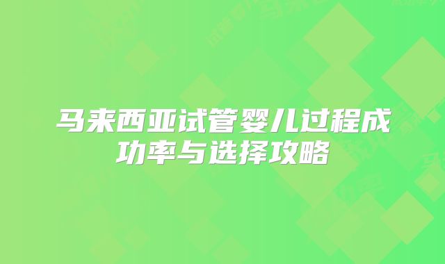 马来西亚试管婴儿过程成功率与选择攻略