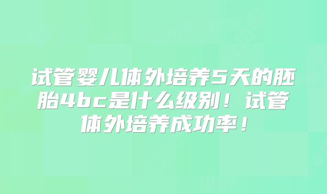 试管婴儿体外培养5天的胚胎4bc是什么级别！试管体外培养成功率！
