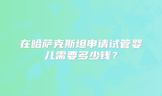 在哈萨克斯坦申请试管婴儿需要多少钱?