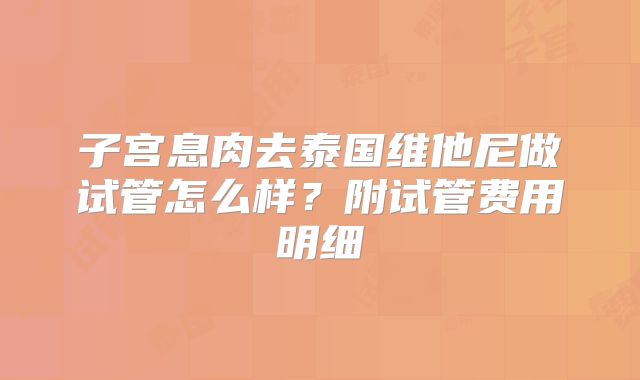 子宫息肉去泰国维他尼做试管怎么样？附试管费用明细