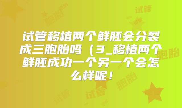 试管移植两个鲜胚会分裂成三胞胎吗（3_移植两个鲜胚成功一个另一个会怎么样呢！