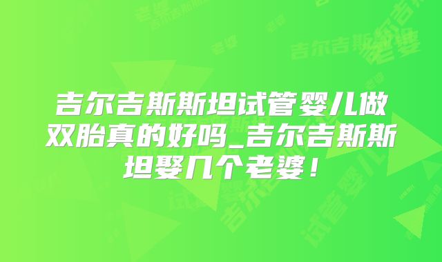 吉尔吉斯斯坦试管婴儿做双胎真的好吗_吉尔吉斯斯坦娶几个老婆！