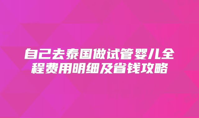 自己去泰国做试管婴儿全程费用明细及省钱攻略