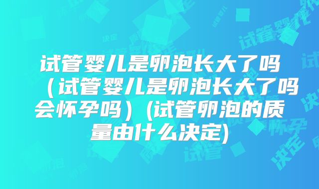 试管婴儿是卵泡长大了吗（试管婴儿是卵泡长大了吗会怀孕吗）(试管卵泡的质量由什么决定)