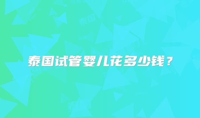 泰国试管婴儿花多少钱？