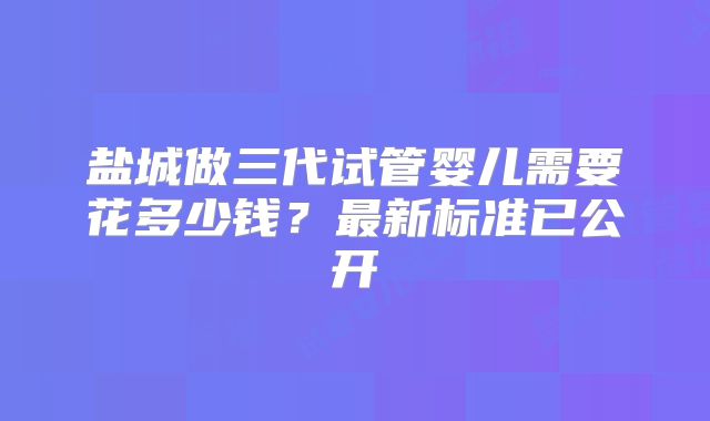 盐城做三代试管婴儿需要花多少钱?最新标准已公开