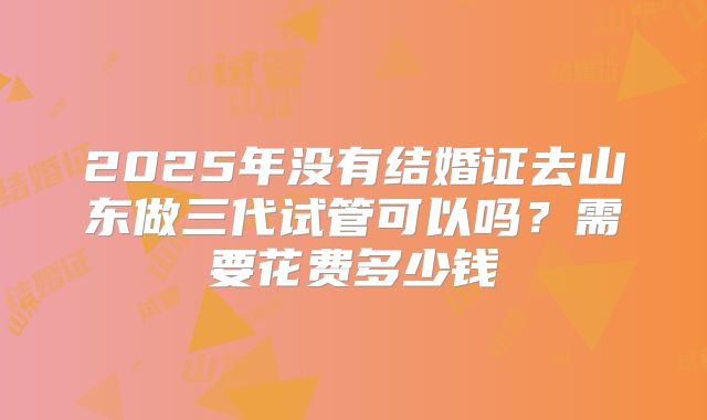2025年没有结婚证去山东做三代试管可以吗?需要花费多少钱