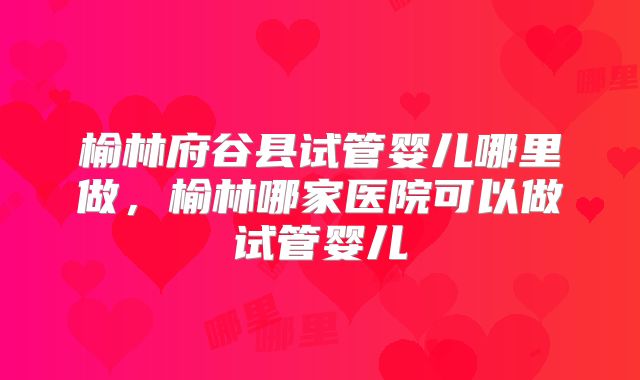 榆林府谷县试管婴儿哪里做，榆林哪家医院可以做试管婴儿
