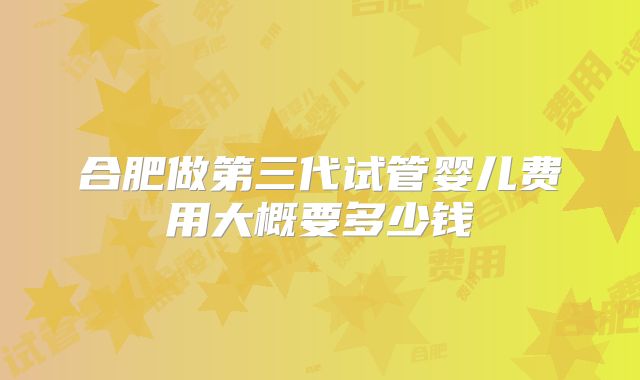 合肥做第三代试管婴儿费用大概要多少钱