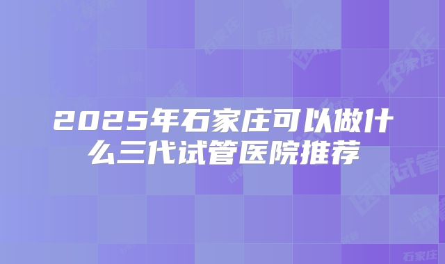 2025年石家庄可以做什么三代试管医院推荐
