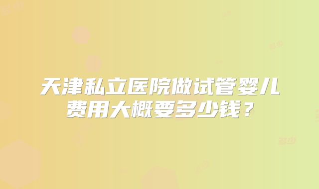 天津私立医院做试管婴儿费用大概要多少钱？