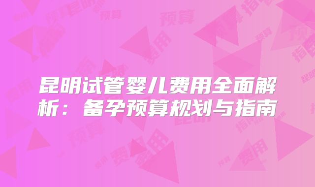 昆明试管婴儿费用全面解析:备孕预算规划与指南