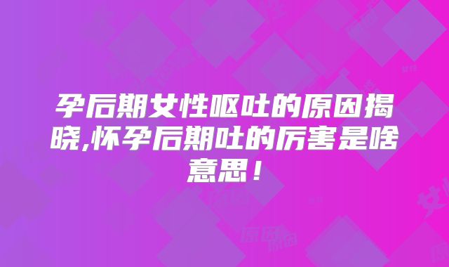 孕后期女性呕吐的原因揭晓,怀孕后期吐的厉害是啥意思!