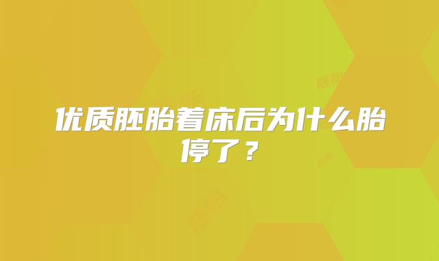 优质胚胎着床后为什么胎停了?