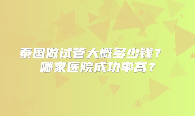 泰国做试管大概多少钱？ 哪家医院成功率高？