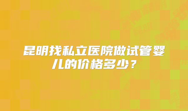 昆明找私立医院做试管婴儿的价格多少?