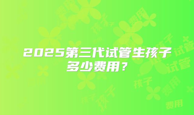 2025第三代试管生孩子多少费用？