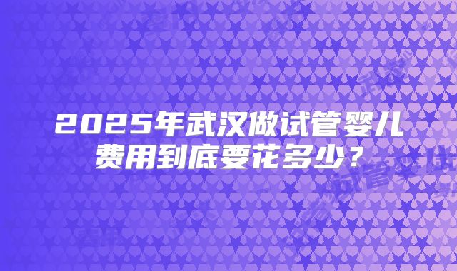 2025年武汉做试管婴儿费用到底要花多少?