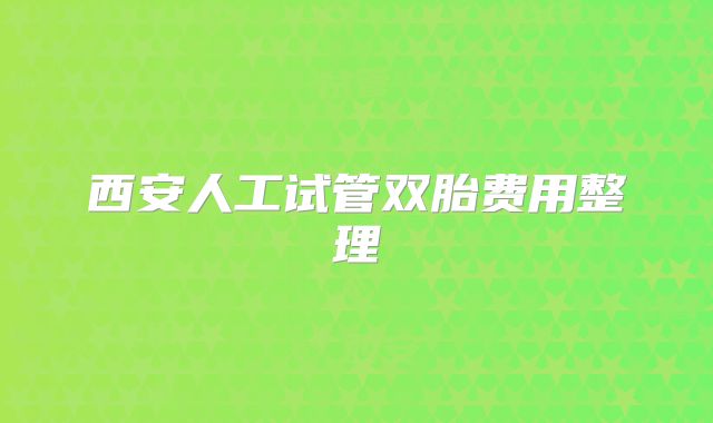西安人工试管双胎费用整理