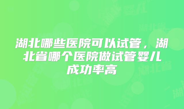 湖北哪些医院可以试管，湖北省哪个医院做试管婴儿成功率高