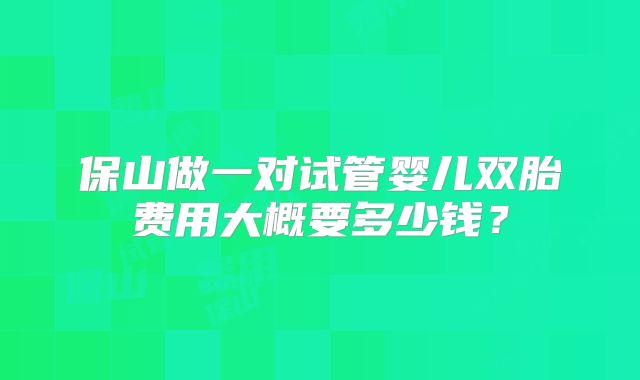 保山做一对试管婴儿双胎费用大概要多少钱?