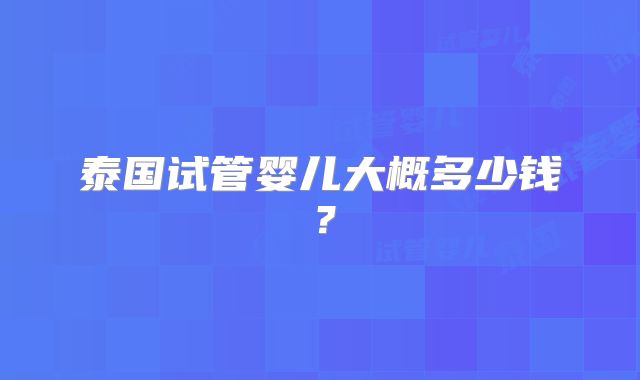 泰国试管婴儿大概多少钱？