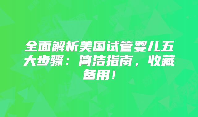 全面解析美国试管婴儿五大步骤：简洁指南，收藏备用！