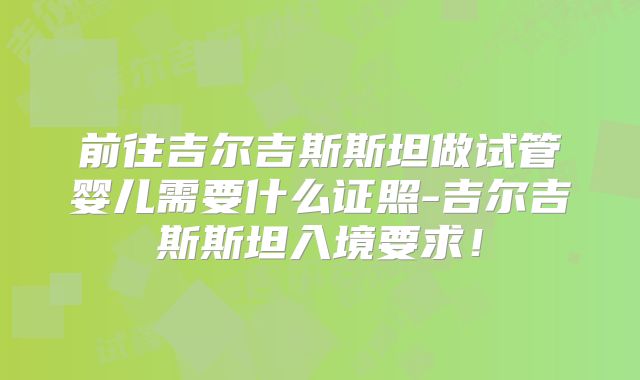 前往吉尔吉斯斯坦做试管婴儿需要什么证照-吉尔吉斯斯坦入境要求！