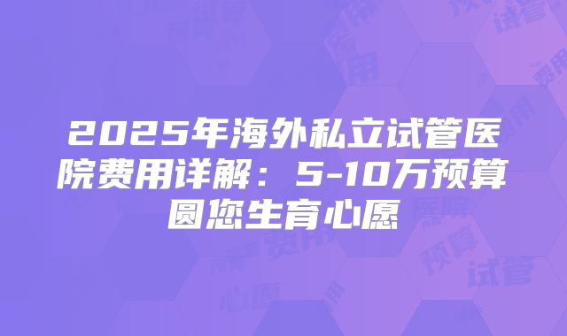 2025年海外私立试管医院费用详解：5-10万预算圆您生育心愿