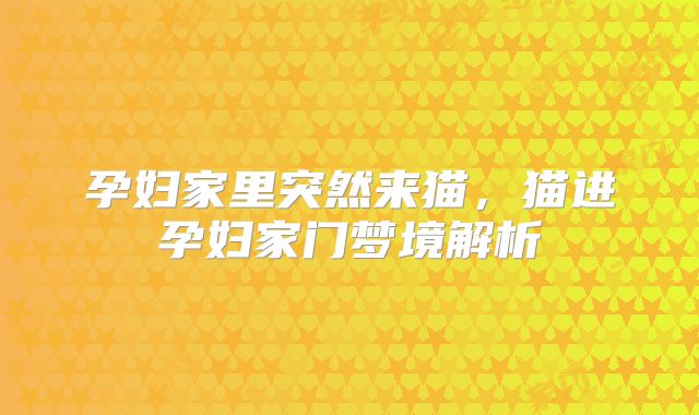 孕妇家里突然来猫，猫进孕妇家门梦境解析