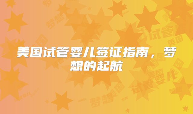美国试管婴儿签证指南，梦想的起航