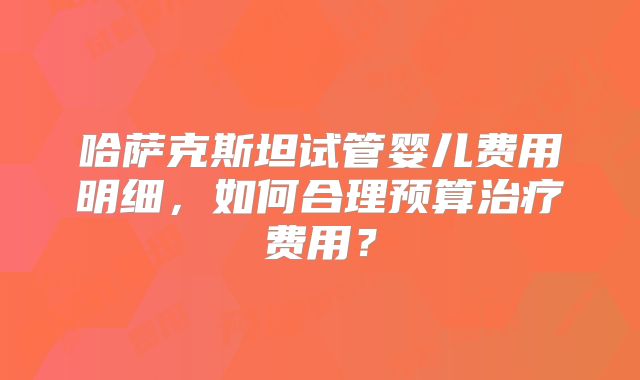 哈萨克斯坦试管婴儿费用明细，如何合理预算治疗费用？