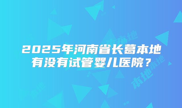 2025年河南省长葛本地有没有试管婴儿医院？