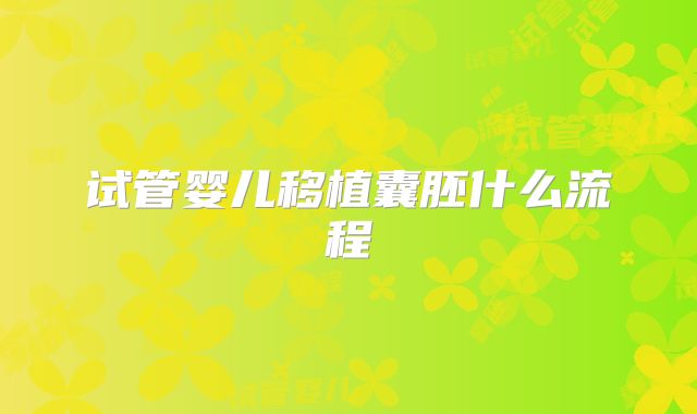试管婴儿移植囊胚什么流程
